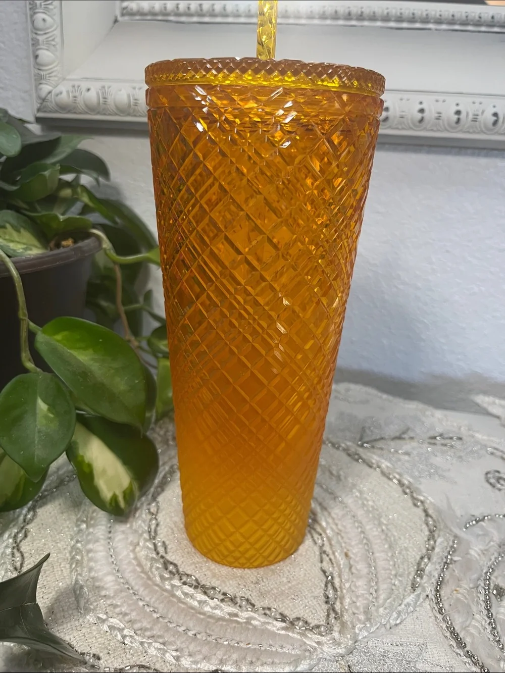NWOT Starbucks 2021 Summer Orange Mango Ombre Jeweled Studded Tumbler 24oz